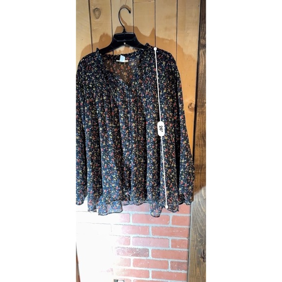 Navy Blue Floral Blouse - Picture 4 of 5